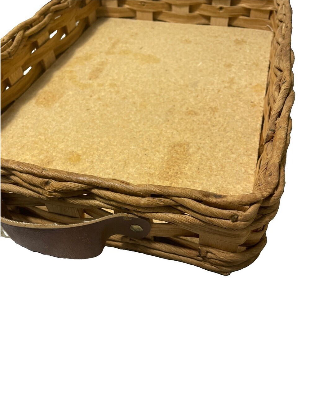 VINTAGE Pyrex 233N Wicker PLATTER Casserole Dish Holder Kitchen Farmhouse 14x10 - Picture 5 of 7